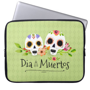 Capa Para Notebook Floral Sugar Skulls Dia de Muertos   Bolsa para La