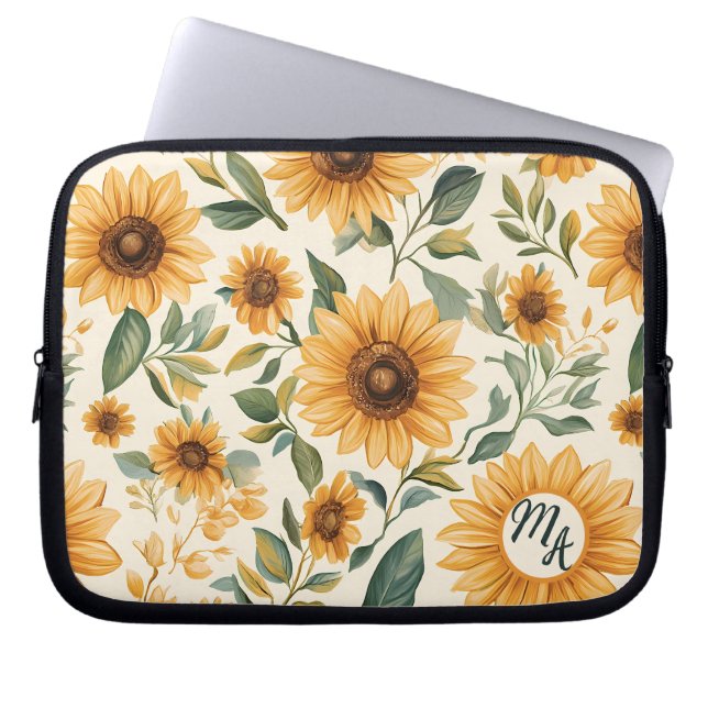 Capa Para Notebook Floral Sunflower Amarelo (Frente)