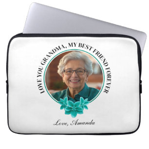 Capa Para Notebook Floral Teal Frame Grandboy para a Vovó Foto