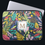 Capa Para Notebook Floral Tropical Vibrante | BOLSA DE LAPTOP<br><div class="desc">Folhagem vibrante de flores e folhas tropicais selvagens com diferentes planos de fundo e padrões artísticos. Monograma está na fonte sans serif no suporte de retângulo duplo</div>
