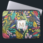 Capa Para Notebook Floral Tropical Vibrante | BOLSA DE LAPTOP<br><div class="desc">Folhagem vibrante de flores e folhas tropicais selvagens com diferentes planos de fundo e padrões artísticos. Monograma está na fonte sans serif no suporte de retângulo duplo</div>