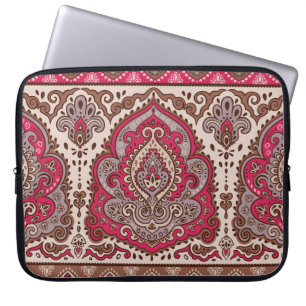 Capa Para Notebook Floreal paisley, padrão étnico de mandala.