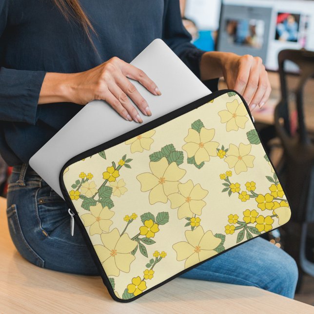 Capa Para Notebook Flores Amarelas, Padrão Floral, Padrão De Flores (Criador carregado)