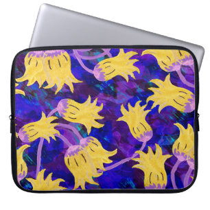 Capa Para Notebook Flores amarelas padrão sem costura de aquarela
