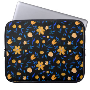Capa Para Notebook Flores aquáticas desenhadas à mão e padrão das fol