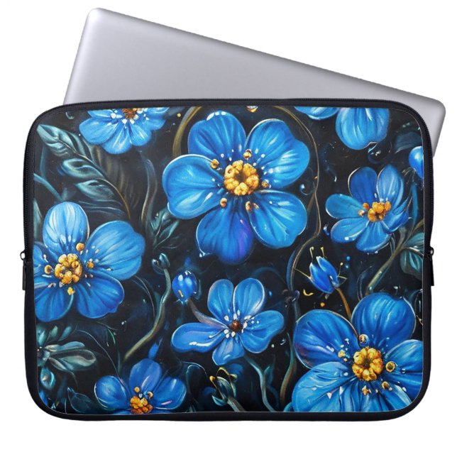Capa Para Notebook Flores azuis (Frente)