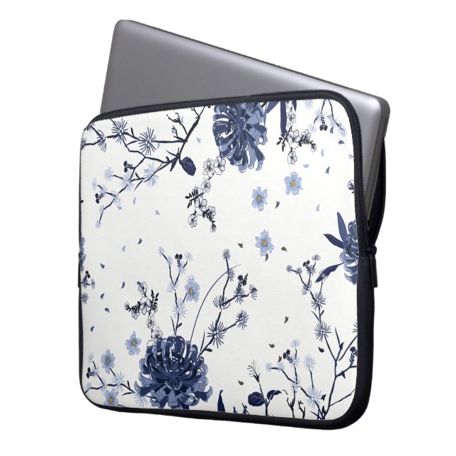 Capa Para Notebook Flores azuis (Frente Esquerda)
