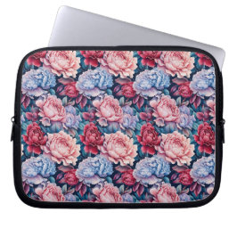 Capa Para Notebook Flores Azuis e Rosa