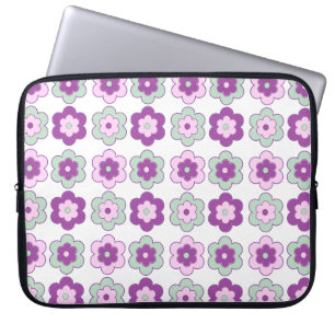 Capa Para Notebook Flores Bolha Retro (Roxo e Verde) Padrão