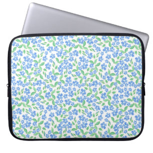 Capa Para Notebook Flores bonito, Azuis, Azuis, Brilhantes Brancas