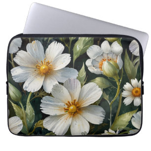 Capa Para Notebook Flores Brancas Lindas Elegantes Aquarela Chic
