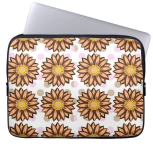 Capa Para Notebook Flores castanhas, cor-de-rosa, Bolinhas Floral