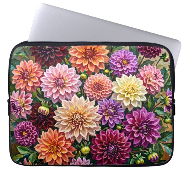 Capa Para Notebook Flores Coloridas de Dahlia (Frente)