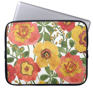 Capa Para Notebook Flores coloridas: padrão de aquarela de verão.