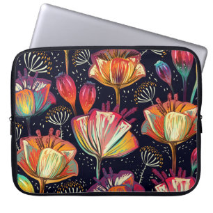 Capa Para Notebook Flores Coloridas Plantas Padrão Vintage