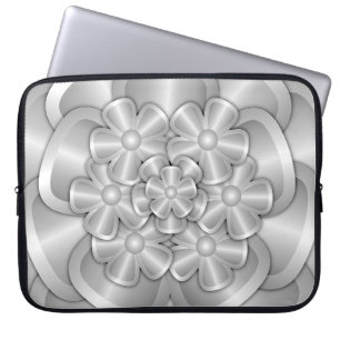 Capa Para Notebook Flores Cromadas - Bolsa de laptop Prateada