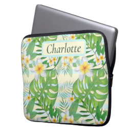 Capa Para Notebook Flores da Ilha e Folhas de Monstera Personalizadas