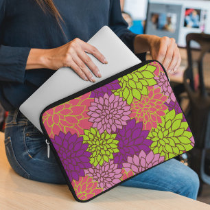 Capa Para Notebook Flores Dahlia, Flores Coloridas, Padrão Floral