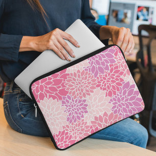 Capa Para Notebook Flores Dahlia, Padrão De Flores, Dahlia Rosa
