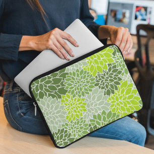 Capa Para Notebook Flores Dahlia, Padrão De Flores, Dahlia Verde