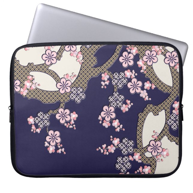 Capa Para Notebook Flores de ameixeira têxteis tradicionais japoneses (Frente)