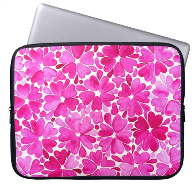 Capa Para Notebook Flores de Aquarela Rosa Delicadas (Frente)