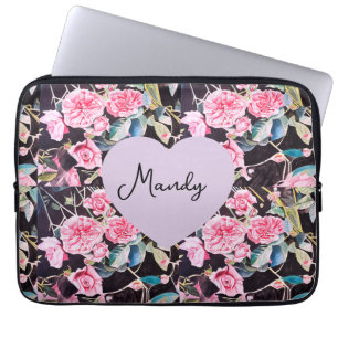 Capa Para Notebook Flores de Aquarela Rosa Pintura Floral Meninas