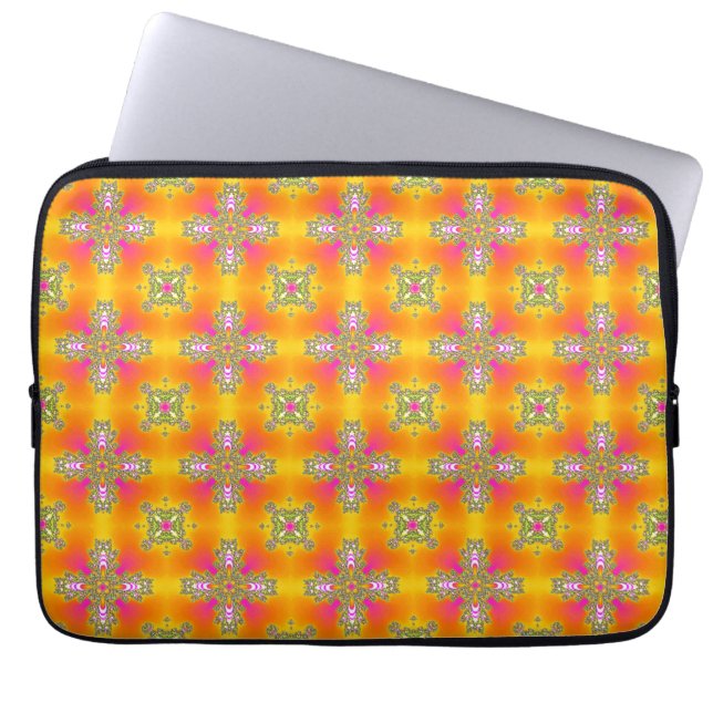 Capa Para Notebook Flores de Artdeco no Estilo Retroativo (Frente)