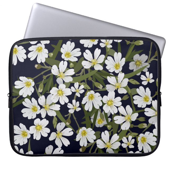 Capa Para Notebook Flores de campo branco: padrão de colheita. (Frente)
