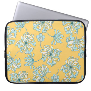 Capa Para Notebook Flores De Chrysanthemum Vintage, Padrão Oriental.