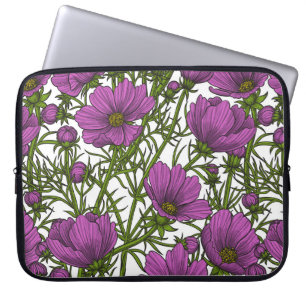 Capa Para Notebook Flores de cosmos violetas