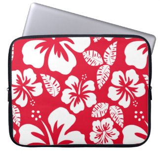 Capa Para Notebook Flores De Hibisco Tropical De Cádmio Vermelho