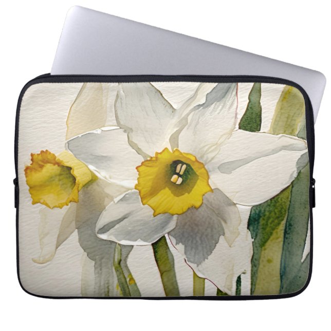 Capa Para Notebook Flores de Íris em Aquarela Moderna (Frente)