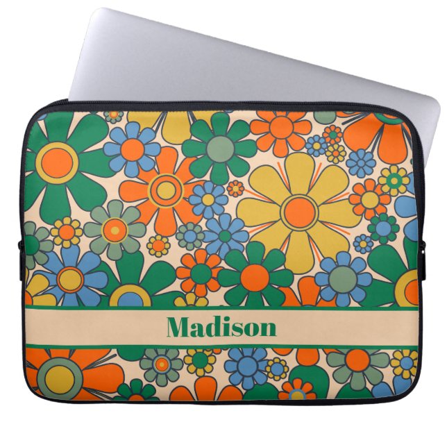 Capa Para Notebook Flores de Jardim Retro 60s 70s Personalizadas Flor (Frente)