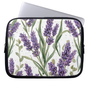 Capa Para Notebook Flores de Lavanda Roxa Botânica Aquarela