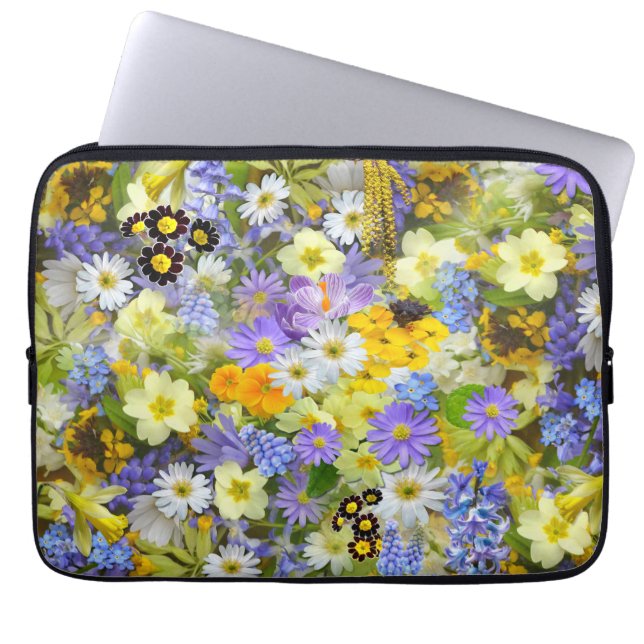 Capa Para Notebook Flores de Margarida, Prímula, Narciso (Frente)