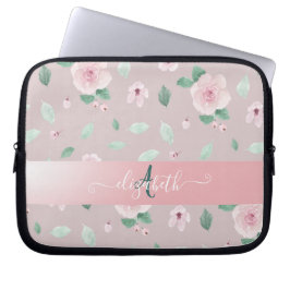 Capa Para Notebook Flores de Monograma em Aquarela Chic