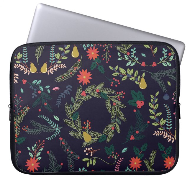 Capa Para Notebook Flores de Natal desenhadas à mão: coleção de vinha (Frente)