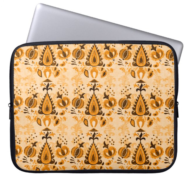 Capa Para Notebook Flores de ornamento sem costura em papel de parede (Frente)