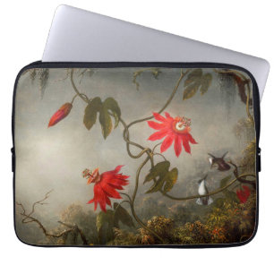 Capa Para Notebook Flores de Paixão com Pássaros Hummingbird