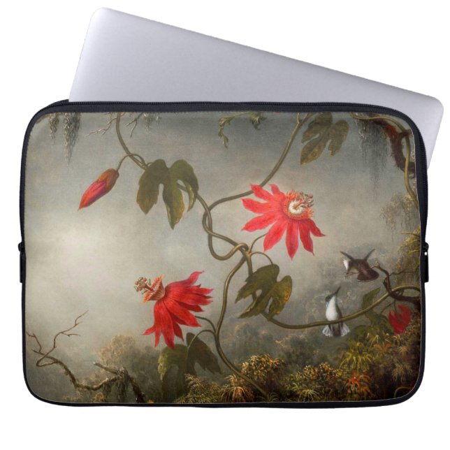 Capa Para Notebook Flores de Paixão com Pássaros Hummingbird (Frente)