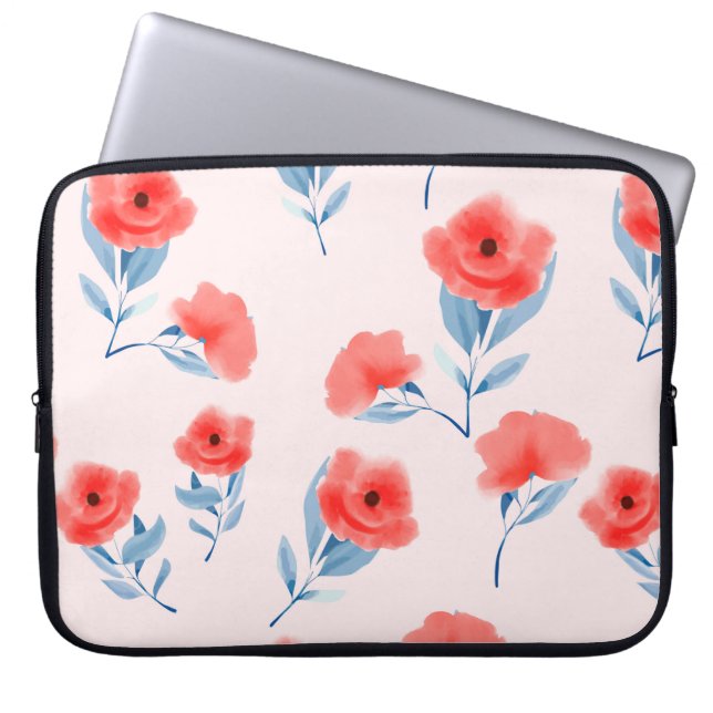 Capa Para Notebook Flores de pénia vermelha padrão sem costura (Frente)
