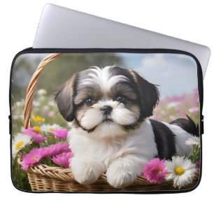 Capa Para Notebook Flores De Pequeno Shuz Tzu Puppy Basket