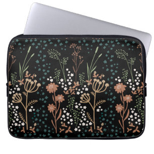 Capa Para Notebook Flores de Prado Arte Ingênuo Fundo Escuro