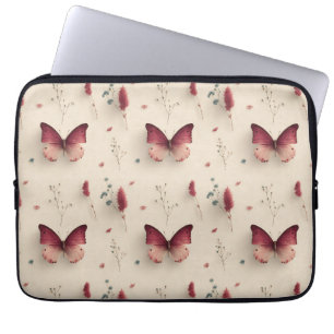 Capa Para Notebook Flores de Primavera Antigas & Borboleta Rosada