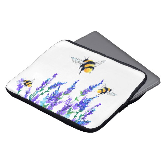 Capa Para Notebook Flores de primavera e Abelhas Flores - Desenho (Frente Topo)