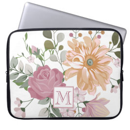 Capa Para Notebook Flores de Verão Pastel com Monograma