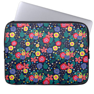 Capa Para Notebook Flores Decorativas E Folhas Padrão-48675