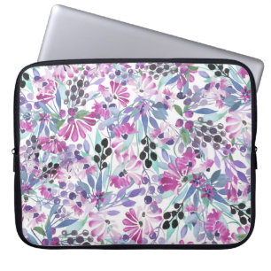 Capa Para Notebook Flores e Berries Roxos: Aquarela