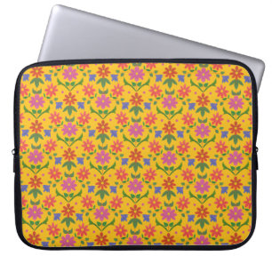 Capa Para Notebook Flores e Bolinhas em Yello